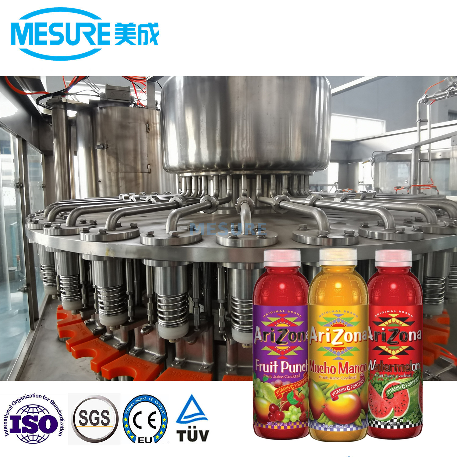 炸炸瓶果汁瓶的填充封面式梳理机|自定义线，12000BPH高效率