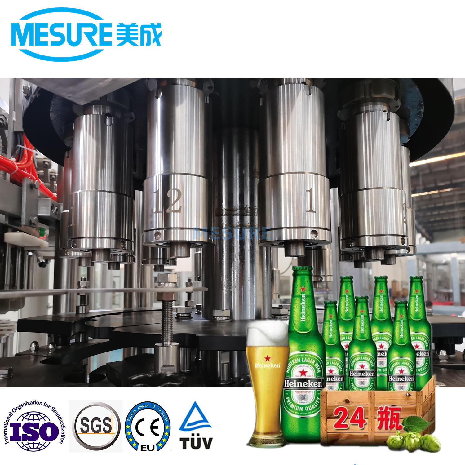 玻璃/铝制瓶装精酿啤酒填充完整线ROPP帽和冠状帽和环帽 