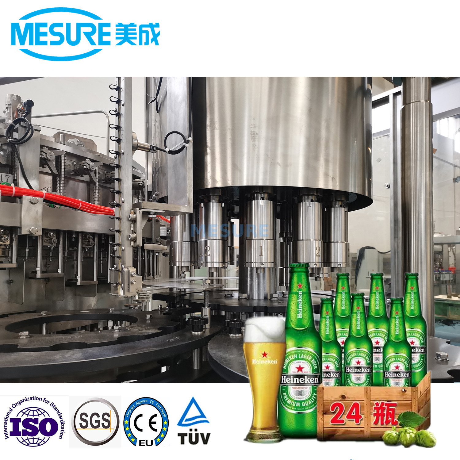 玻璃/铝制瓶装精酿啤酒填充完整线ROPP帽和冠状帽和环帽 